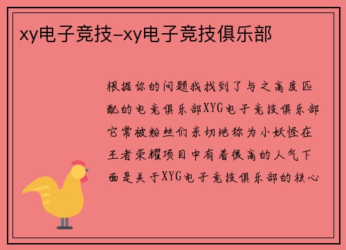 xy电子竞技-xy电子竞技俱乐部