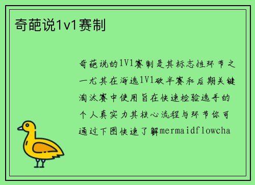 奇葩说1v1赛制
